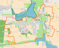 Mapa konturowa Łaszczowa, blisko prawej krawiędzi nieco na dole znajduje się punkt z opisem „Podhajce”