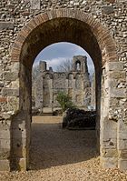 East Hall facade visible through an archway