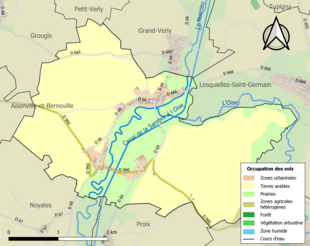 Carte en couleurs présentant l'occupation des sols.