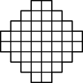 An Aztec diamond of order 4, which has 1024 domino tilings