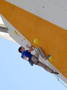 Romain Desgranges v semifinále ME 2013 v lezení na obtížnost, Chamonix-Mont-Blanc