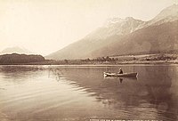 James Valentine: Jezero Diamond Lake a hora Mount Earnslaw, albuminový tisk, asi 1885