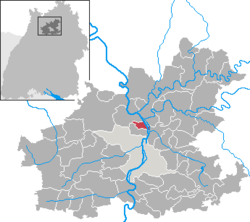 Elhelyezkedése Baden-Württemberg térképén