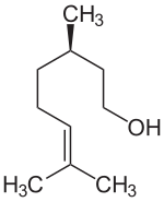 Structuurformule van R-(+)-citronellol