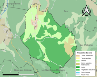 Carte en couleurs présentant l'occupation des sols.