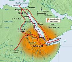 Map of Aksumite control, vassals, 500 AD.