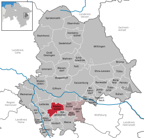 Poziția Ribbesbüttel pe harta districtului Gifhorn