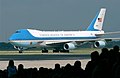 Image 59A Boeing 747 aircraft with livery designating it as Air Force One. The cyan forms, the US flag, presidential seal and the Caslon lettering, were all designed at different times, by different designers, for different purposes, and combined by designer Raymond Loewy in this one single aircraft exterior design. (from Graphic design)