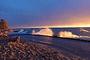 Crashing surf at sunset near the lighthouse, 23 September 2021