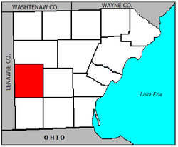 Location of Summerfield Township within Monroe County.