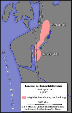 Reric helyzete a Mecklenburgi-öböl partján.