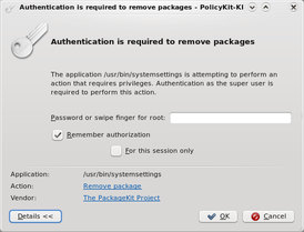 Скриншот программы Polkit