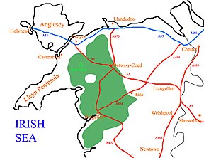 Lage des Nationalparks im Norden von Wales