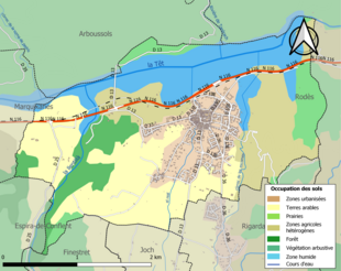 Carte en couleurs présentant l'occupation des sols.