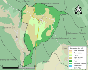 Carte en couleurs présentant l'occupation des sols.