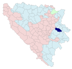 Location of Han Pijesak within Bosnia and Herzegovina