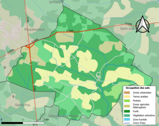 Carte en couleurs présentant l'occupation des sols.