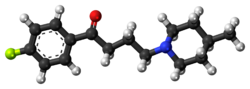 Space-filling model of the melperone molecule