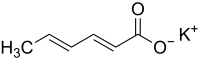 Structuurformule van kaliumsorbaat