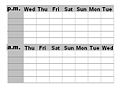 A sleep diary, here with sleep in the middle & weekend in the middle