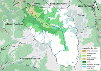 Carte en couleurs présentant l'occupation des sols.