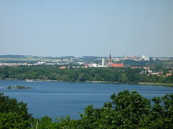 Neubrandenburg skyline with Tollensesee