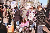 Protestors of the Occupy movement in front of the Stock Exchange in Amsterdam on October 15, 2011.