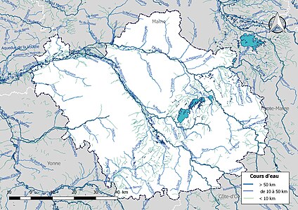 Carte de l'ensemble du réseau hydrographique de l'Aube .