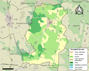 Carte en couleurs présentant l'occupation des sols.