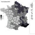 Résultats électoraux du Front national au premier tour par département.