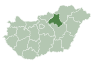 Map of Hungary highlighting Heves County