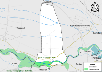 Carte de la ZNIEFF de type 1 sur la commune.