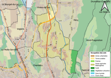 Carte en couleurs présentant l'occupation des sols.