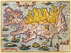 Peta Islandia karya Abraham Ortelius (ca 1590)