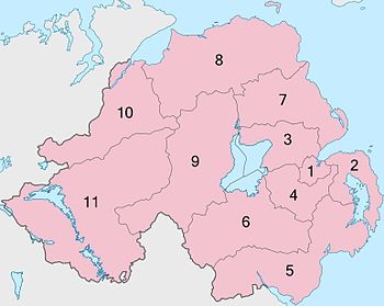 11 Northern Ireland local government districts, operating in shadow form 2014-2015.