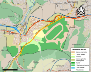 Carte en couleurs présentant l'occupation des sols.