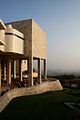 The Getty Center overlooking a hazy Westwood in Los Angeles