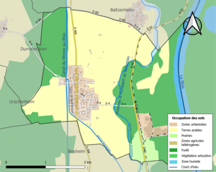 Carte en couleurs présentant l'occupation des sols.