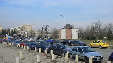 View of Studentski grad with the chapel and the polyclinic