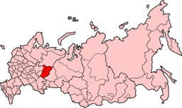 Perm oblast på kartet over Russland.