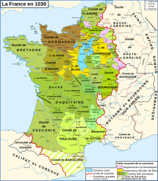 Carte des fiefs du royaume de France en 1030[1]