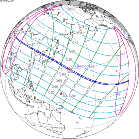 Carte de l'éclipse générale.