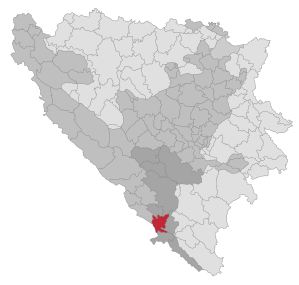 Lage der Gemeinde Čapljina in Bosnien und Herzegowina (anklickbare Karte)