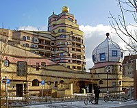 En del av bostadskomplexet Waldspirale i Darmstadt