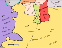 Contea di Correggio - Localizzazione