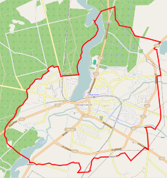 Mapa konturowa Wągrowca, w centrum znajduje się punkt z opisem „Wągrowiec”