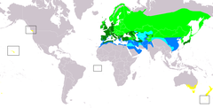 Distribución de Alauda arvensis