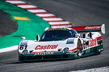 Front view of a Jaguar XJR-10 at the 2022 Rolex Monterey Motorsports Reunion