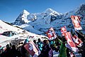 Ski-Fans am Girmschbiel mit Eiger, Mönch und Jungfrau, 2019