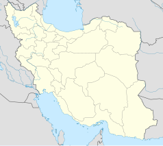 Mapa konturowa Iranu, blisko centrum na lewo znajduje się punkt z opisem „Isfahan”